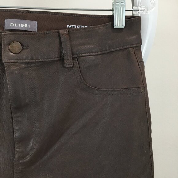 DL1961 Ultimate Black Coffee Coated PATTI Straight High Rise Vintage Ankle Jeans - Picture 8 of 13